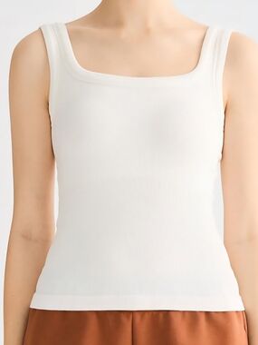 Orolay Classic White Square Neck Tank Top With Padding Small